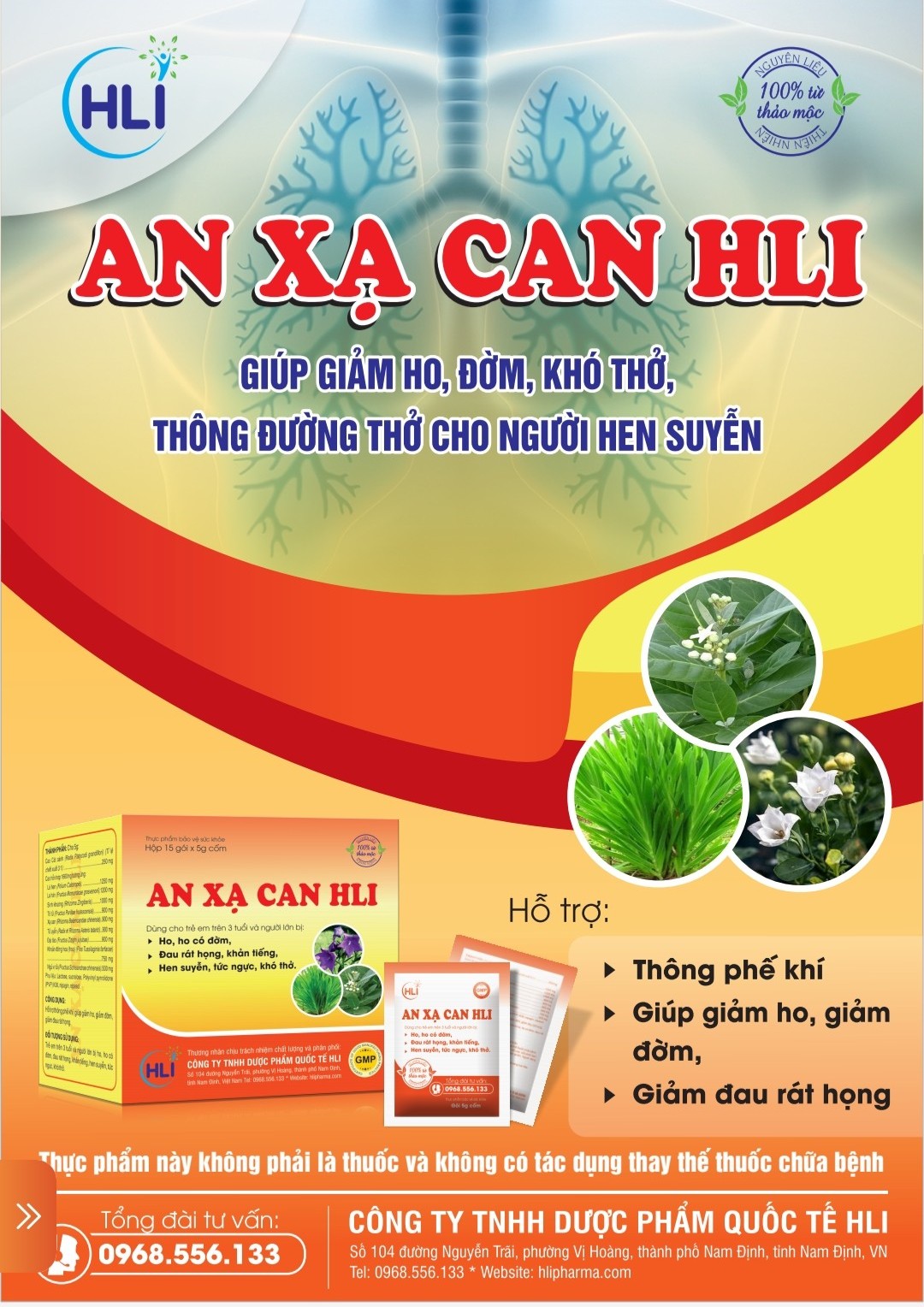 AN XẠ CAN HLI – Dùng cho người ho, ho có đờm, hen suyễn, tức ngực, khó thở, đau rát họng, khản tiếng.